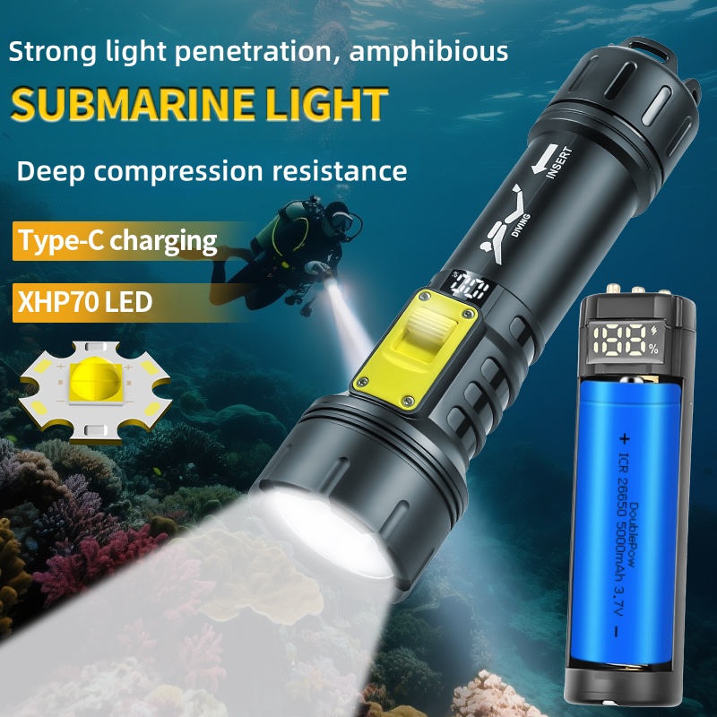 Aquatic Diving - جديد XHP70 الغوص مصباح يدوي IPX8